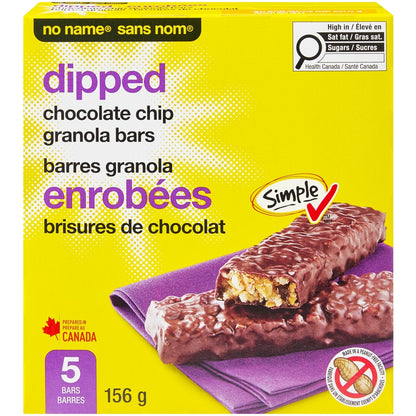 No Name Chocolate Chip Dipped Granola Bars, 5 bars (156 g total)