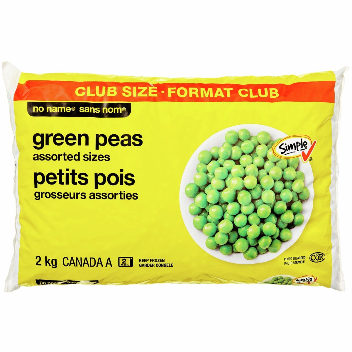 No Name Frozen Green Peas Club Size, 2 kg