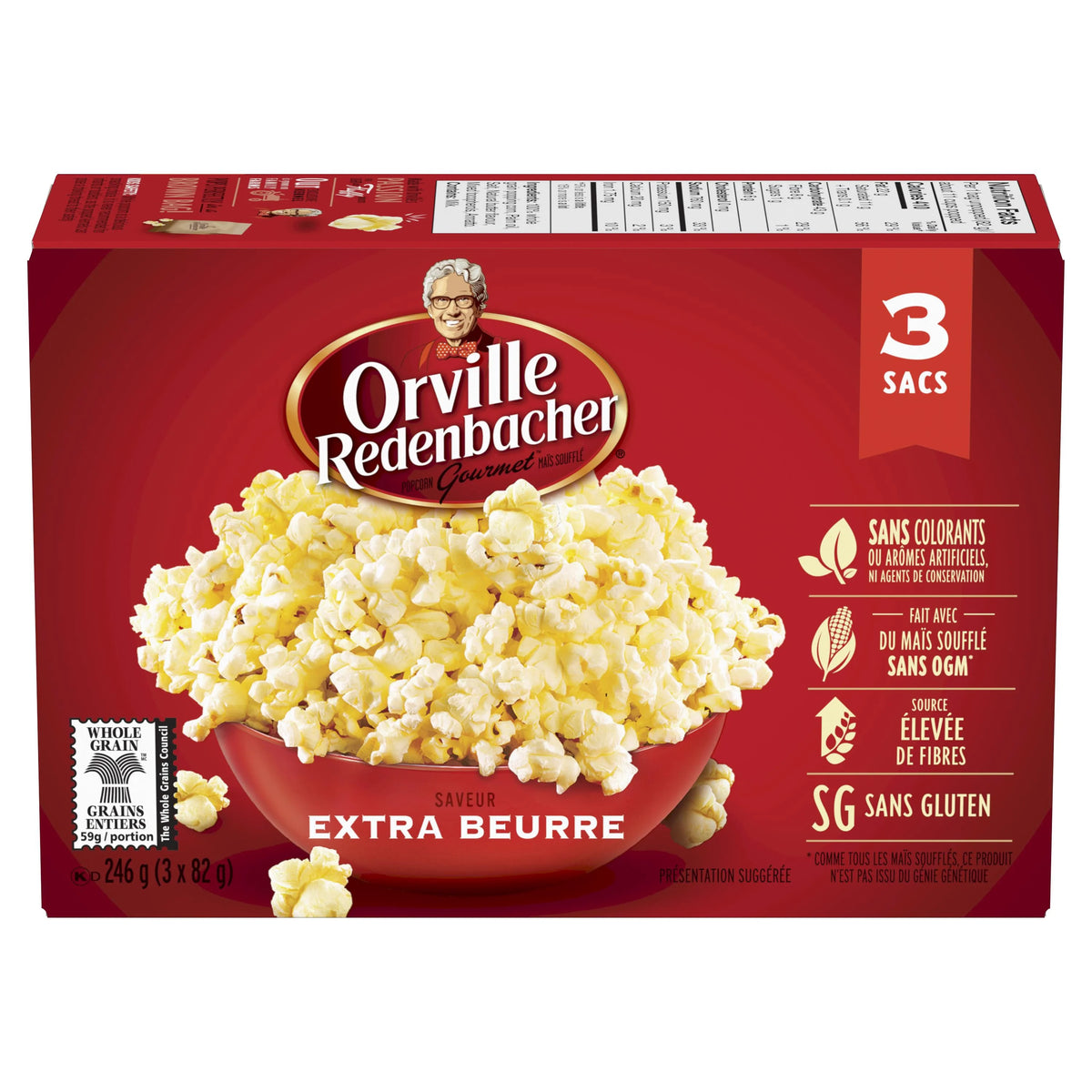 Orville Redenbacher's Extra Buttery Microwave Popcorn, 3 × 82 g