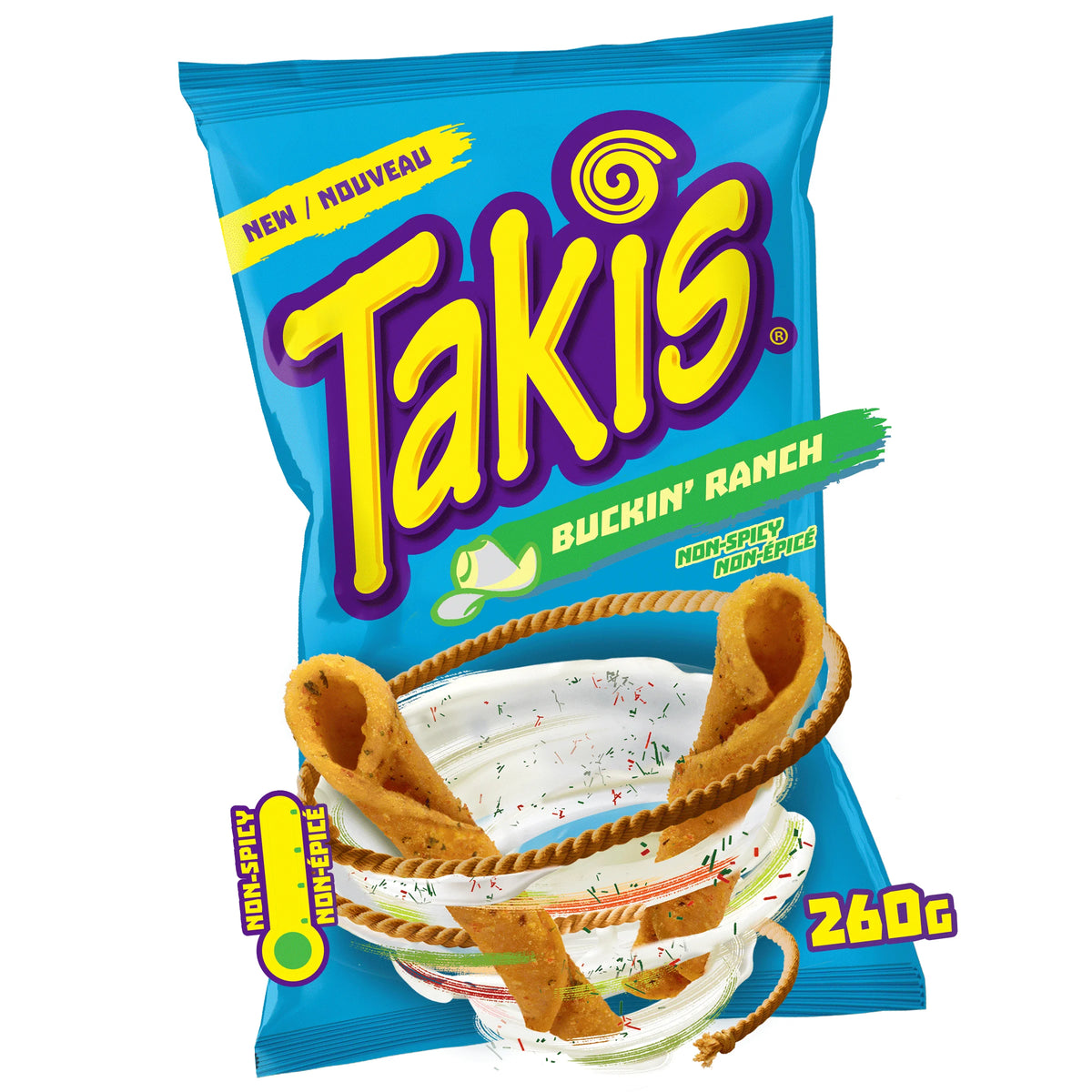 Takis Buckin' Ranch, Ranch Flavored Rolled Tortilla Chips, 260 g