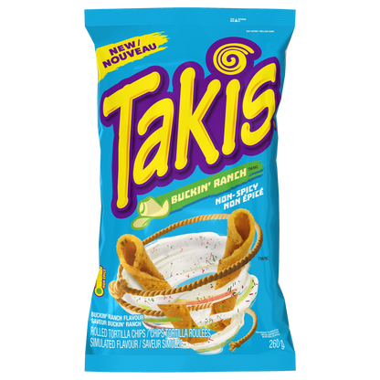 Takis Buckin' Ranch, Ranch Flavored Rolled Tortilla Chips, 260 g