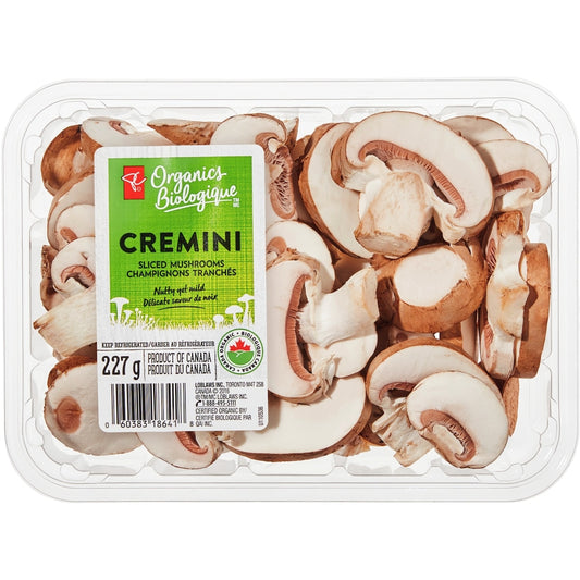 PC Organics Sliced Cremini Mushrooms, 227 g