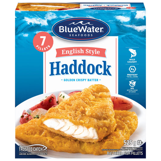 BlueWater Seafoods English Style Haddock, 525 g