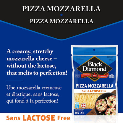 Black Diamond Lactose Free Mozzarella Cheese, Shredded, 300 g