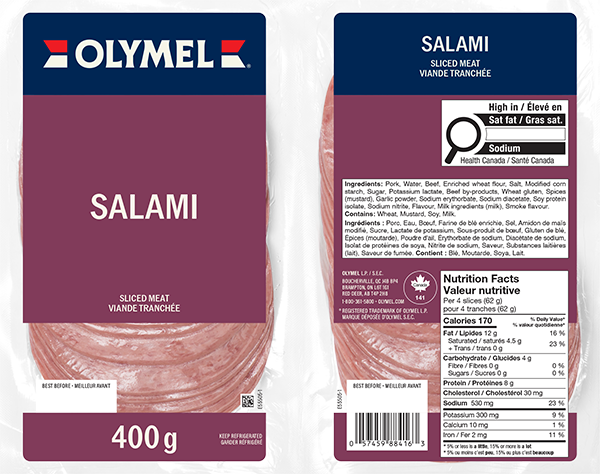 Olymel Salami, Sliced Olymel Salami 400g