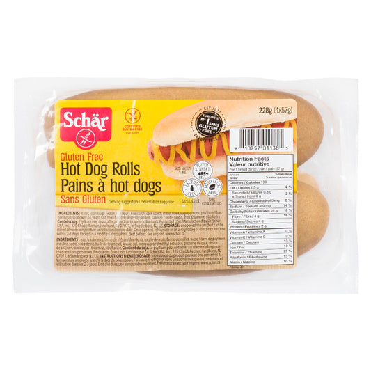 Schar Hotdog Rolls Gf 228g