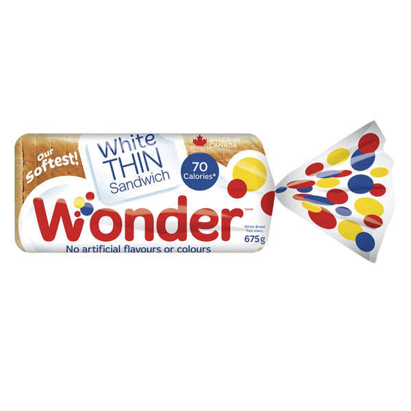 Wonder White Thin Sandwich Bread 675g
