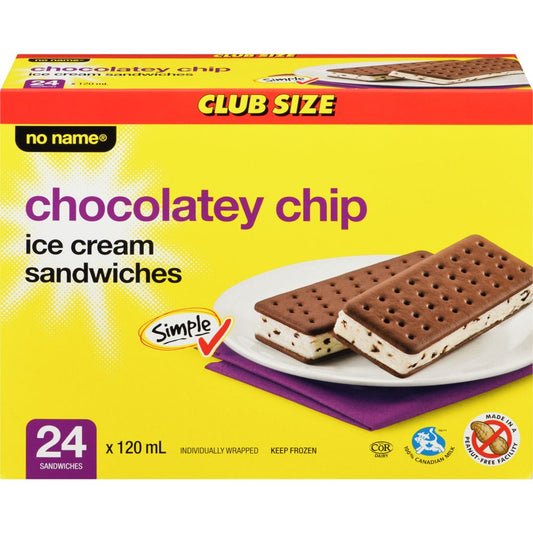 No Name Chocolate Chip Ice Cream Sandwiches 24 Pk