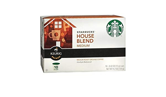 Starbucks Medium Roast K-Cup Coffee Pods, House Blend 10un, 120g