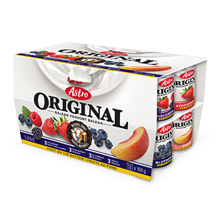 Astro Original Yogurt, Peach/Fieldberry/Strawberry/Blueberry 12x100g