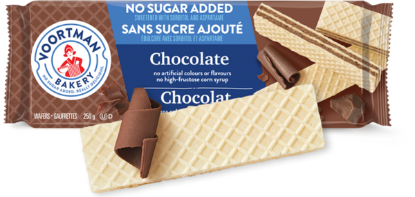 Voortman No Sugar Added Chocolate Wafer Cookies, 250 g