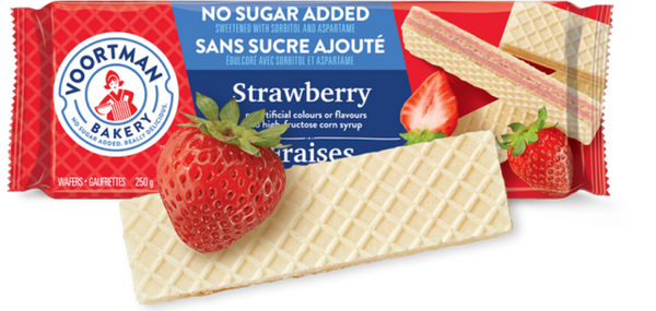 Voortman Wafers, Strawberry, No Sugar Added 250g