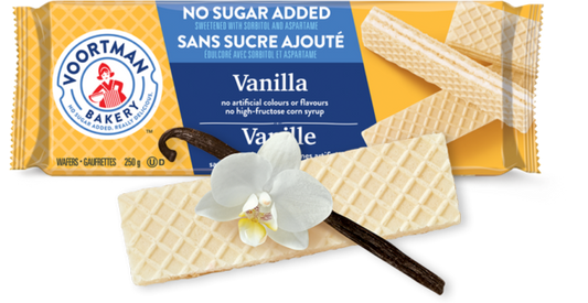 Voortman Wafers, Vanilla, No Sugar Added 250g