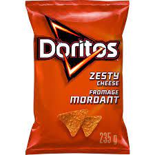 Doritos Zesty Cheese flavoured Tortilla Chips, 235 g.