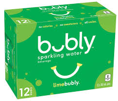 Bubly Lime Sparkling Water 12 x 355ml, Cans, 12x355mL