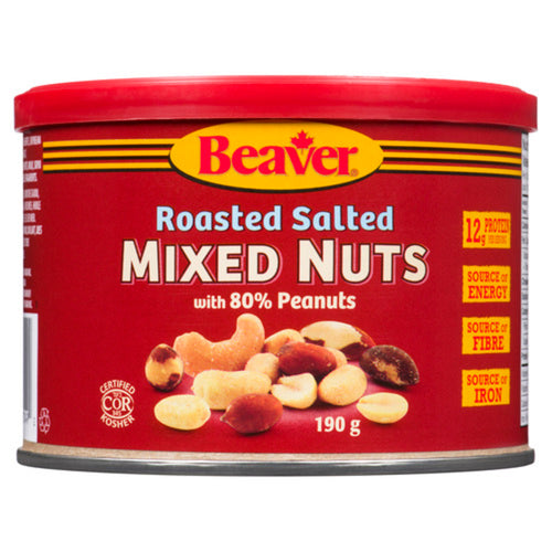 Beaver Mixed Nuts 80% Peanuts Tin 190 g